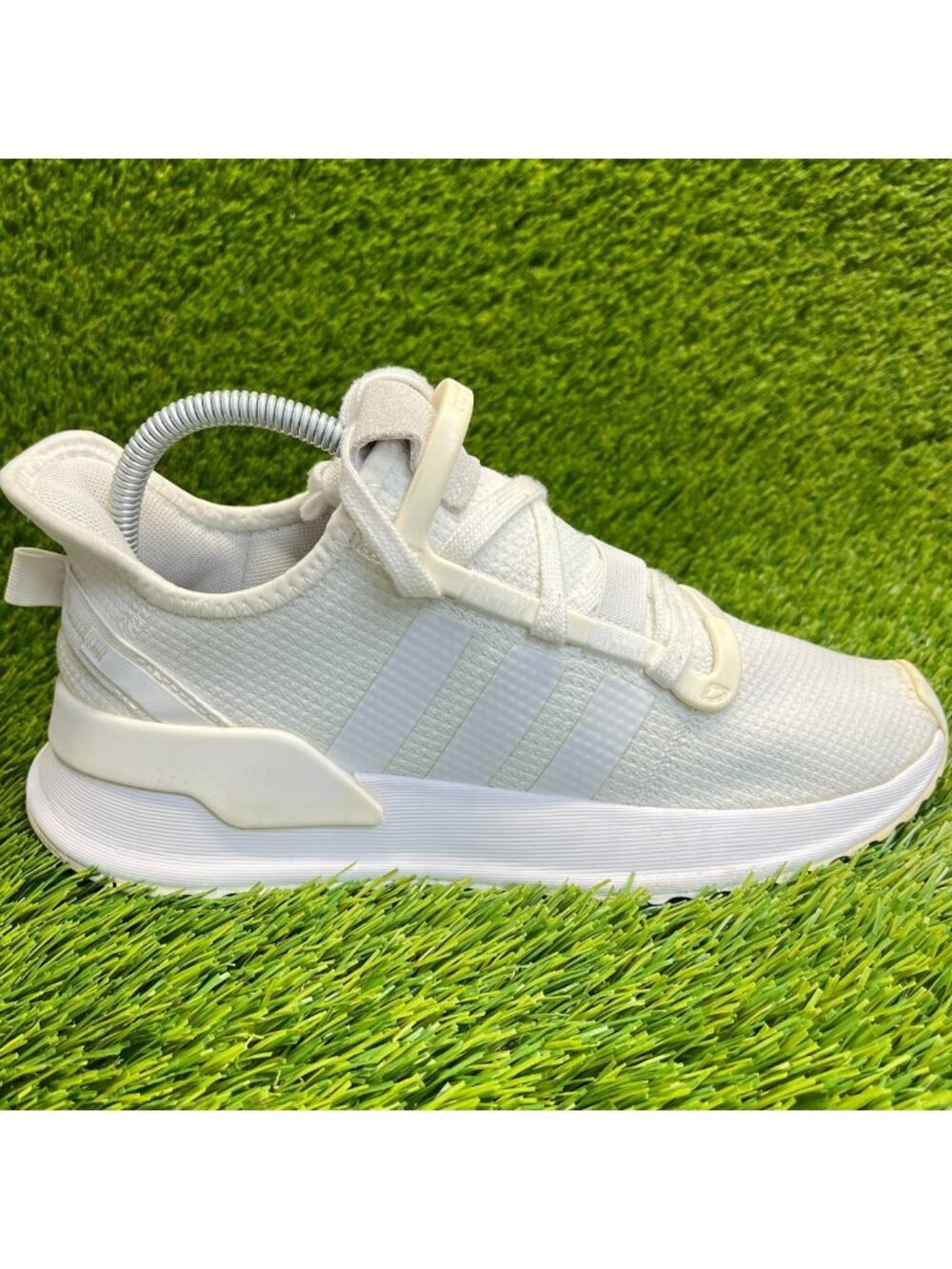 Adidas U_Path Run Boys Size 7Y Triple White Walking Running Shoes Sneakers
